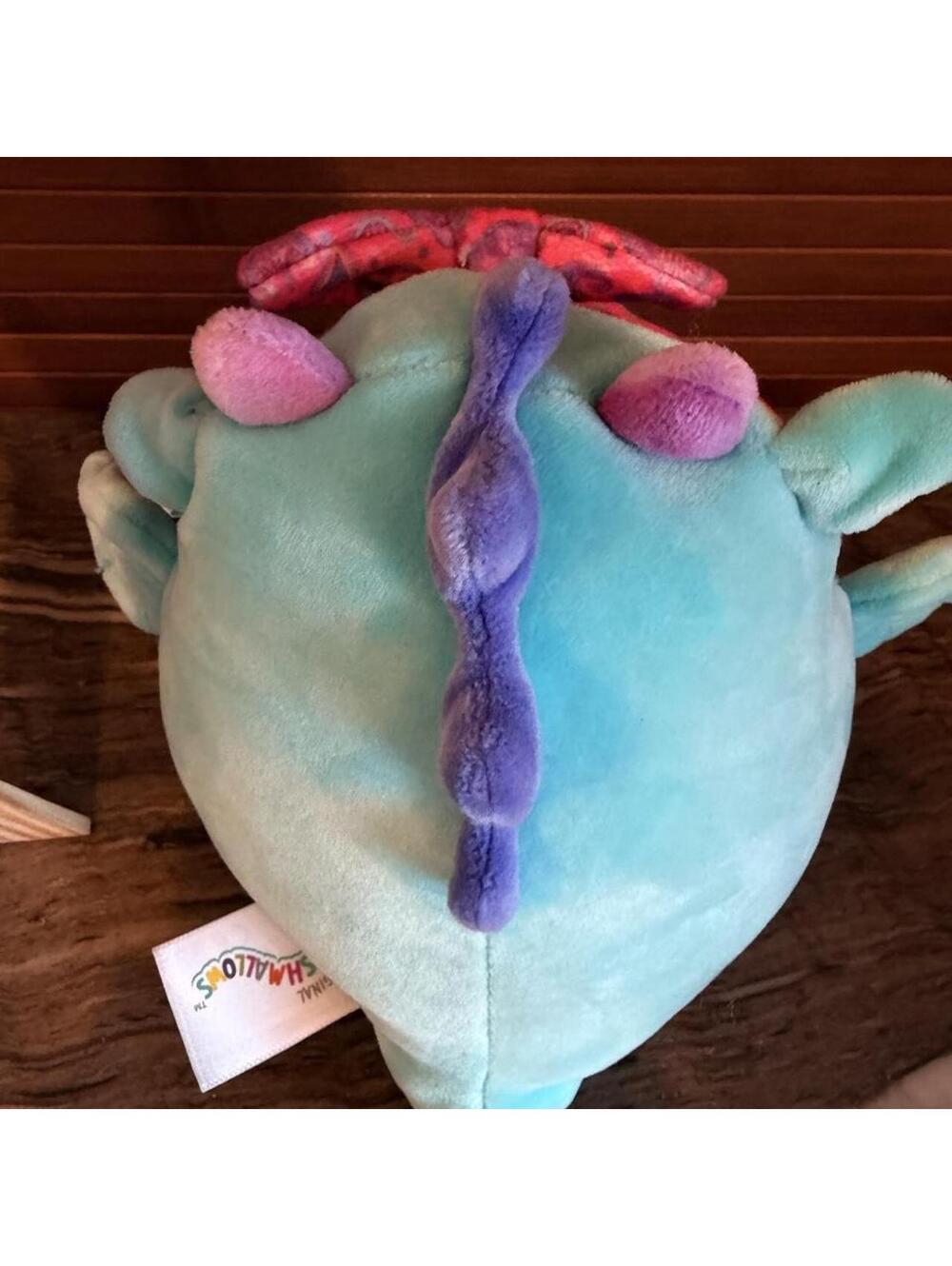 Squishmallow Blue Dragon with Purple Spine and Pink Horns
